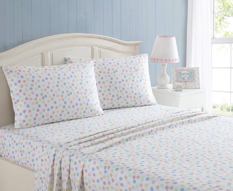 Kute Kids Kute Kids Super Soft Sheet Set - Made with Special Designs and Characters  Includes Pillowcase(s); Available in Twin  Full & Queen Size (Toddler  Fun Dot Drops)  - Image 1