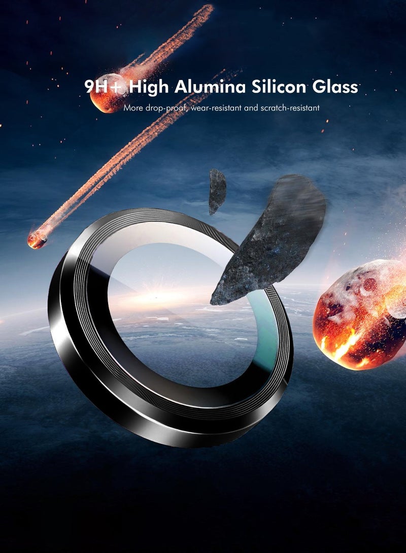 Wtech Apple iPhone 17 5G 2025 Premium Alloy Ring Camera Lens Tempered Glass Protector Shield (MLGICR) - Clear/Black - Image 4