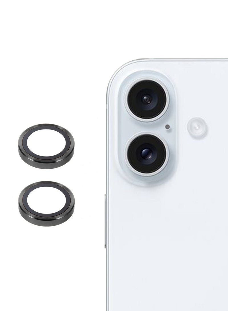 Wtech Apple iPhone 17 5G 2025 Premium Alloy Ring Camera Lens Tempered Glass Protector Shield (MLGICR) - Clear/Black - Image 1