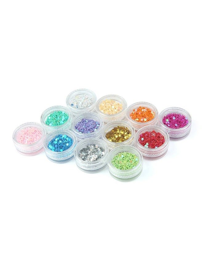 Minejin Nail Art Glitter Sequins Five Star 3D DIY Manicure Decals Decoration 12 Colors - Image 3
