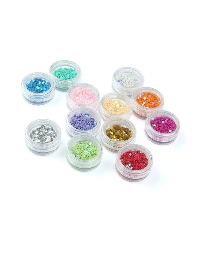 Minejin Nail Art Glitter Sequins Five Star 3D DIY Manicure Decals Decoration 12 Colors - Image 4