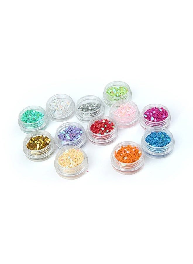 Minejin Nail Art Glitter Sequins Five Star 3D DIY Manicure Decals Decoration 12 Colors - Image 2