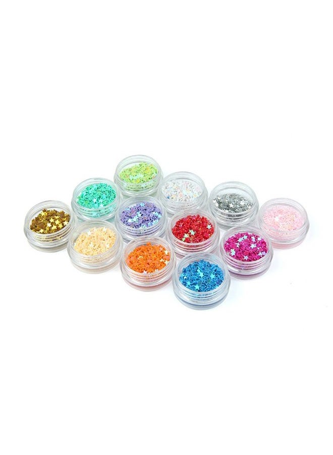 Minejin Nail Art Glitter Sequins Five Star 3D DIY Manicure Decals Decoration 12 Colors - Image 5
