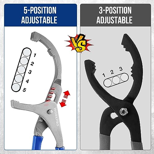 WORKPRO Oil Filter Wrench Set, 9" & 12" Adjustable Oil Filter Removal Pliers Tools, Ideal for Engine Filters, Cars, and Trucks, 2-piece - Image 3
