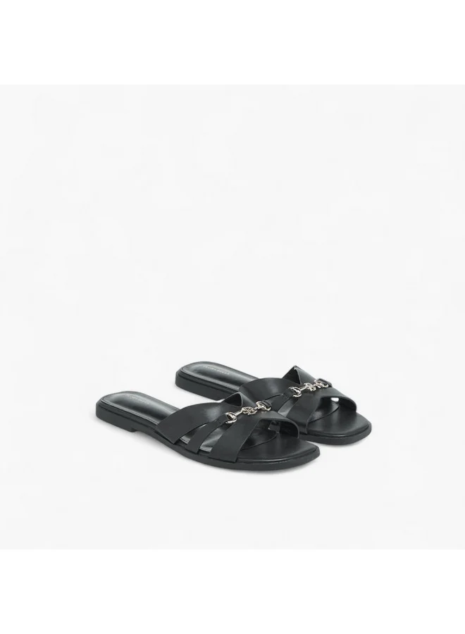 Flora Bella By Shoexpress Women Solid Slip-On Cross Strap Flat Sandals