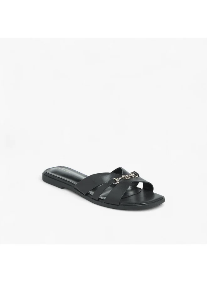 Flora Bella By Shoexpress Women Solid Slip-On Cross Strap Flat Sandals