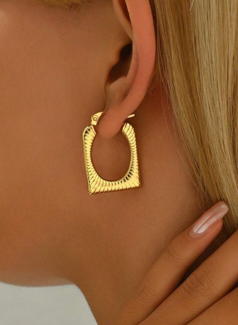 Equal Elegant Stainless Steel Gold Plated Earrings For Women - Image 2