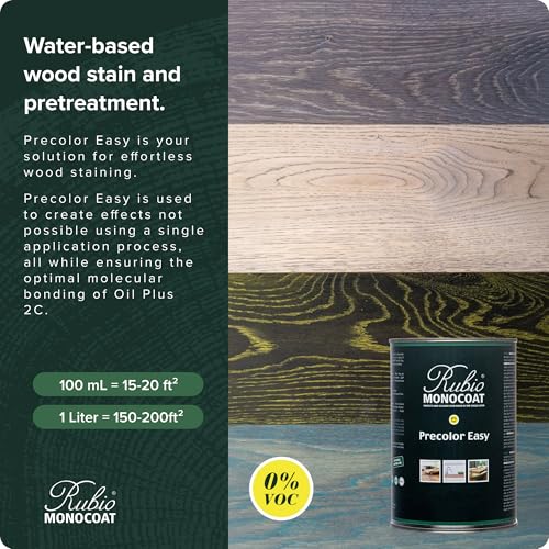 Rubio Monocoat Precolor Easy, Indoor Water-Based Wood Stain & Pre-Treatment, 200 ft² - Alpaca White | Quick-Dry, Eco-Friendly Pre-Color Bonding Stain for Indoor Use with Oil Plus 2C | 1 Liter - Image 3