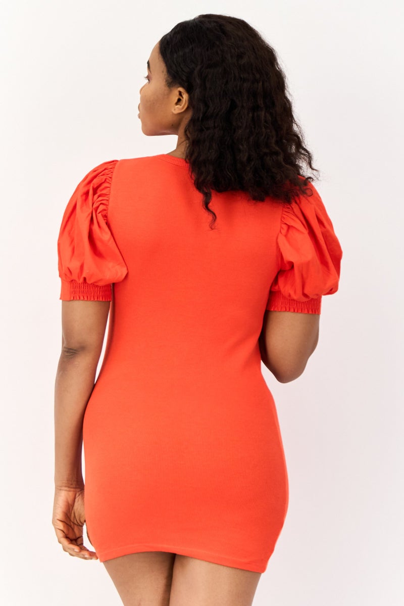 ONLY فستان ضيق مزخرف للنساء، أحمر - Image 3