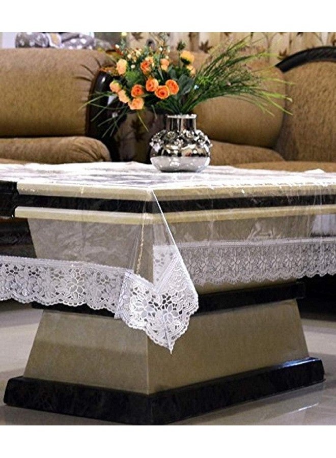 Kuber Industries Polyvinyl Chloride Exclusive Table Cloth|Pvc Center Table Cover|Table Sheet For Dining, Party, Events|Waterproof Protector|Indoor And Outdoor Use "60X40" (White Lace), Rectangular - Image 2