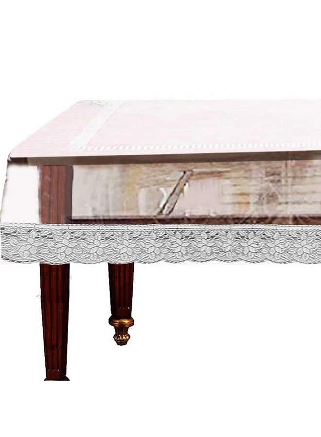 Kuber Industries Polyvinyl Chloride Exclusive Table Cloth|Pvc Center Table Cover|Table Sheet For Dining, Party, Events|Waterproof Protector|Indoor And Outdoor Use "60X40" (White Lace), Rectangular - Image 1