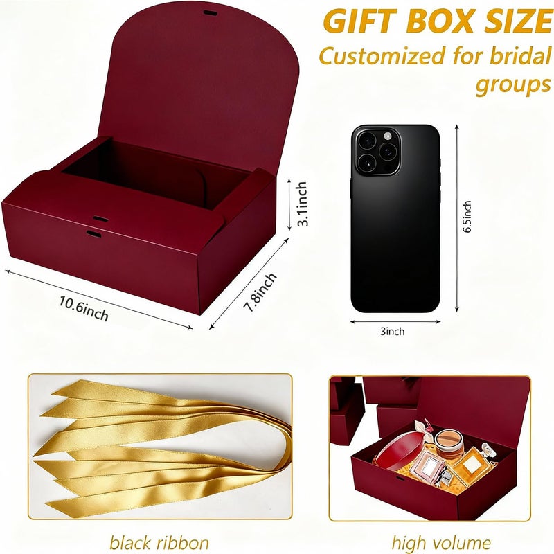 WLUSEAXI 15Pack Gift Boxes with Lids, 10.6x7.8x3.1 Inches Bridesmaid Proposal Box with Ribbon, Red Gift Boxes for Presents,Kraft Paper Boxes for Wedding Christmas Birthday Baby Shower Party - Image 2