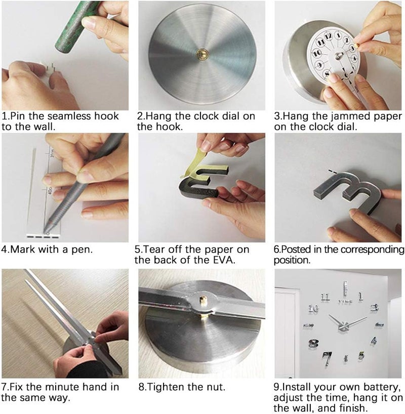 أل زد واي أم أس زد ساعة حائط ثلاثية الأبعاد DIY مرآة، تصميم عصري، بدون إطار لتزيين الجدار الفارغ، مناسبة للمنزل، المكتب، الفندق، سهلة التركيب (فضي) - Image 3
