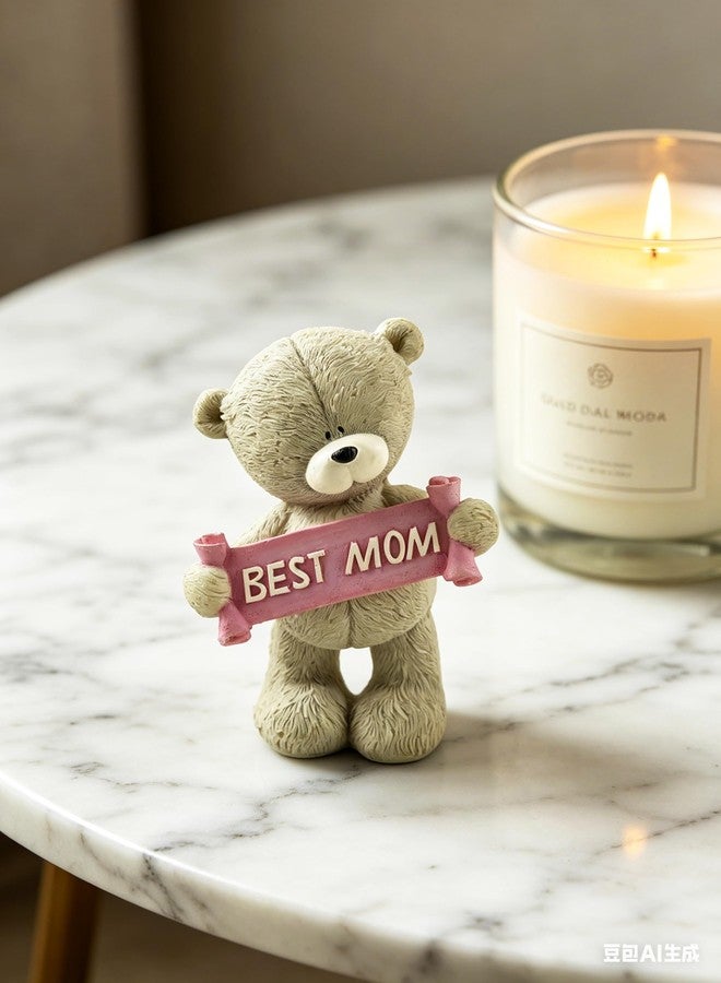 ENNAS Best Mom Bear Figurine – Cute Resin Gift for Mom from Daughter or Son, Mini Desk Statue for Birthday, Thank You, New Mother or Everyday Appreciation Decor - Image 5