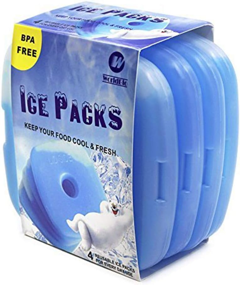 WORLD-BIO Ice Packs for Cooler Long Lasting Reusable Freezer Packs for Lunch Box, Lunch Bag, Cooler Bag for Work, School, Picnic, Camping, Fishing and More, Keep Beverages Foods Cold & Fresh - Image 1