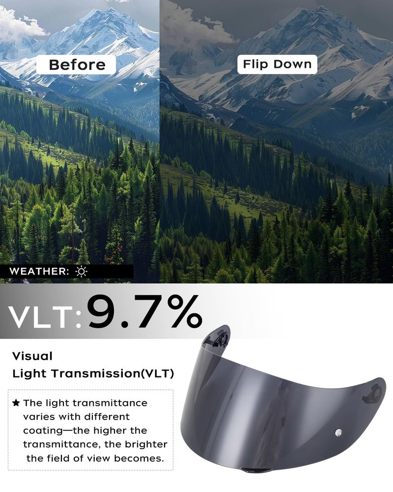 Soman K1 Helmet Visor Replacements, K1S Tinted Helmet Visor Compatible with K1 K1S K3SV K5 K5S UV Protection (Deep Smoke) - Image 3