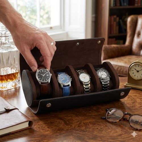 essart Travel Watch Roll Case 4 Slots – Portable Luxury Watch Organizer & Storage Box for Men & Women - Image 2