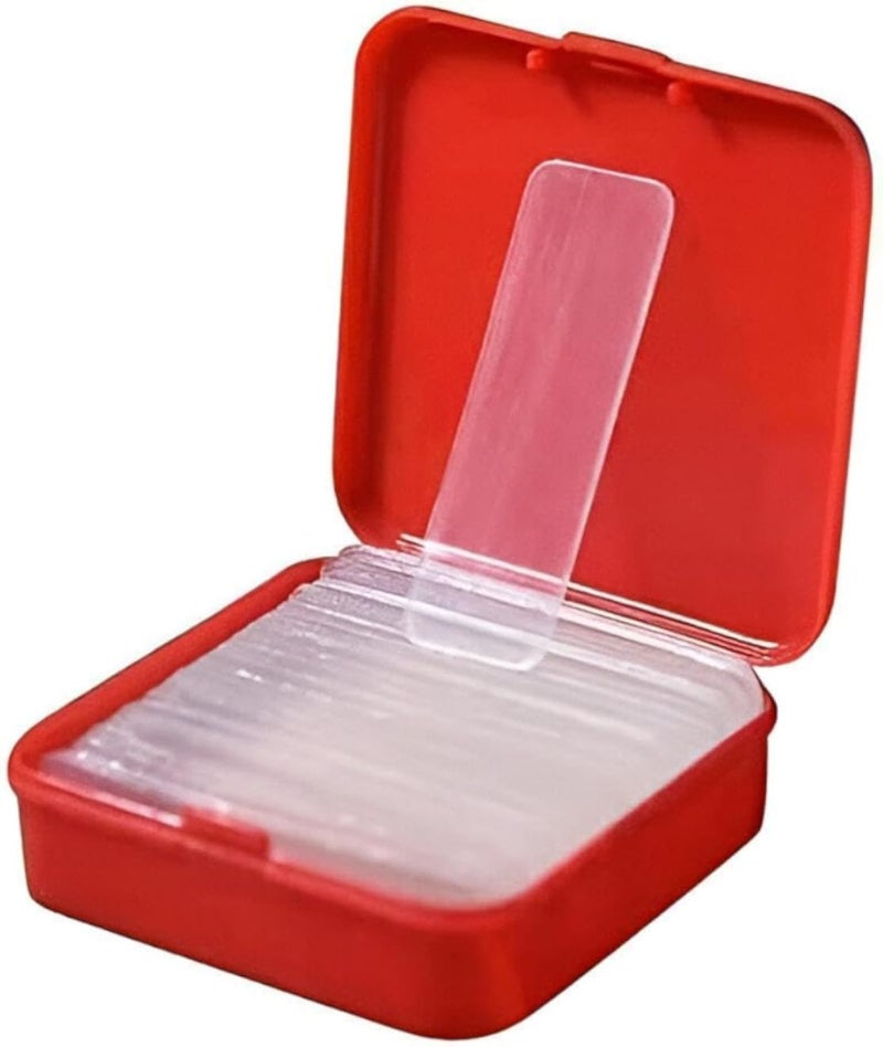 Red Case Adhesive Strips - Transparent, high-strength double-sided tape for secure mounting; 60 pieces ideal for home organization and repairs.
