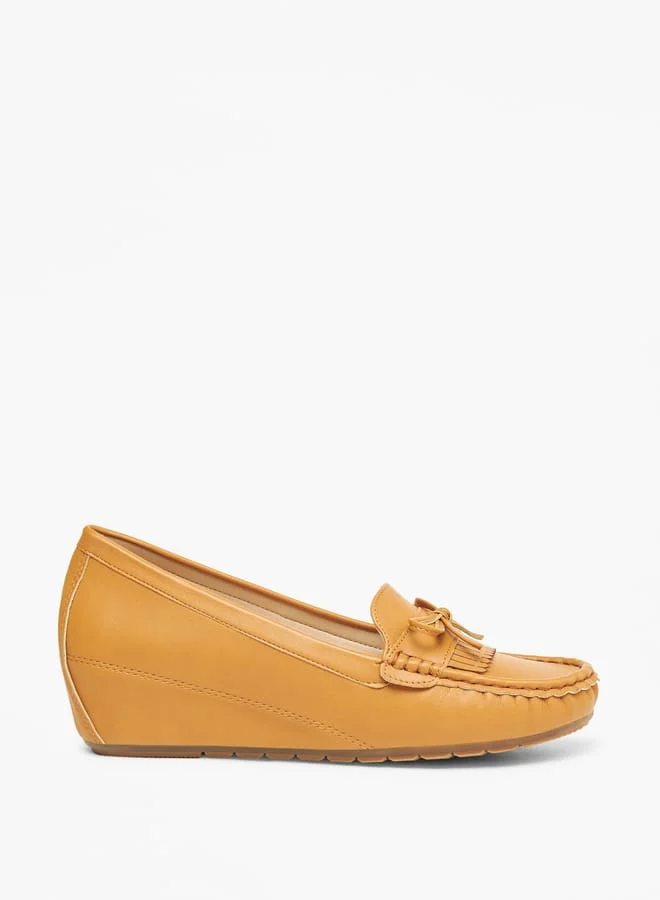 Le Confort Womens Solid Loafers With Wedge Heels