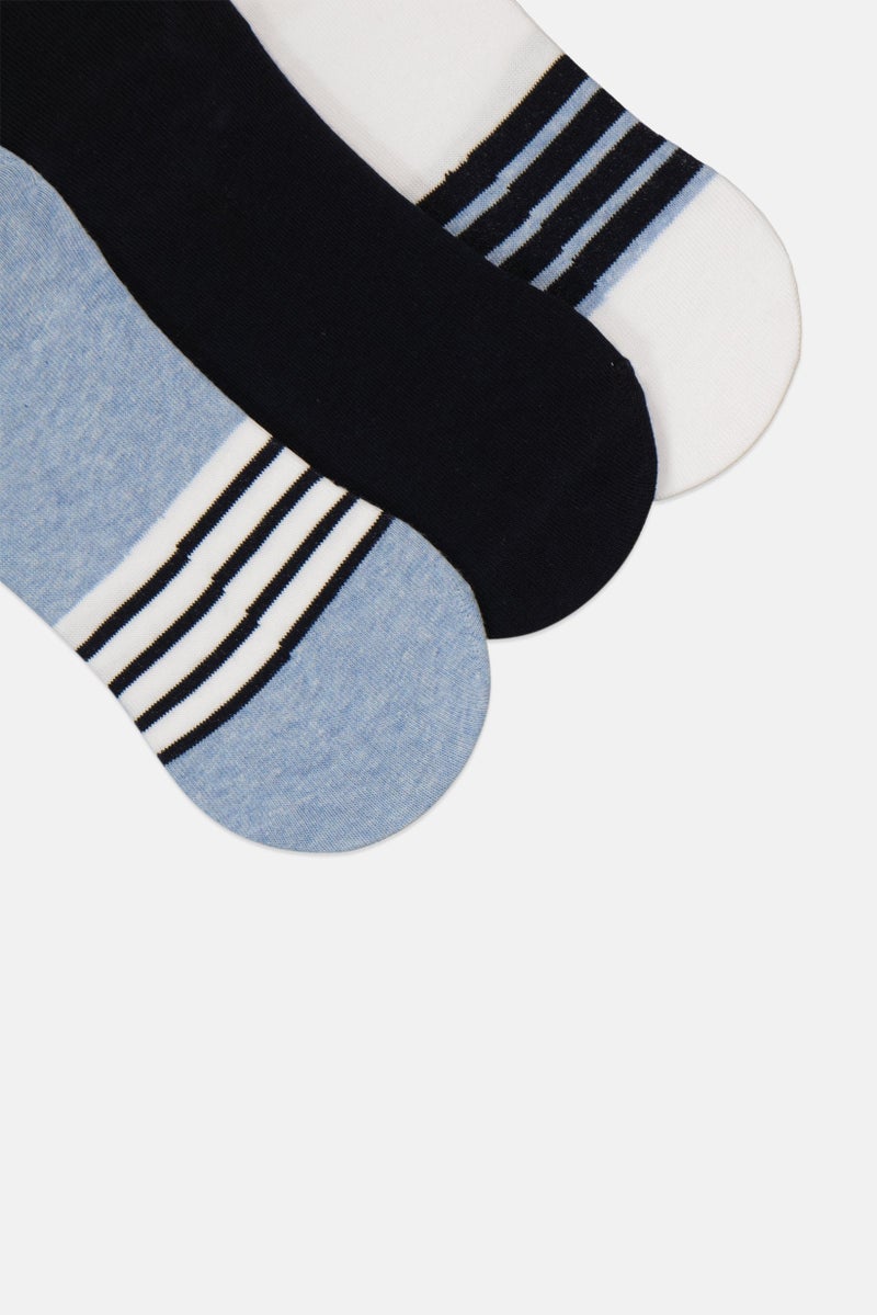 Rocawear Men 3 Pairs Stripe Round Invisible Socks, Multicolor - Image 3