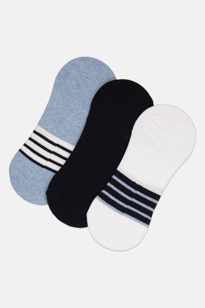 Rocawear Men 3 Pairs Stripe Round Invisible Socks, Multicolor - Image 4