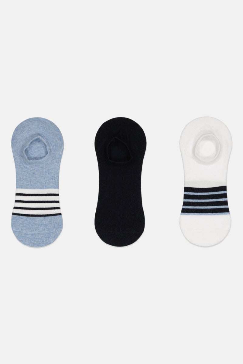 Rocawear Men 3 Pairs Stripe Round Invisible Socks, Multicolor - Image 1