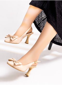 Shoe Heel Leather With Bow F-27- Beige - pzsku/Z0C4BB1320BC7B42613CDZ/45/1741182145/fcf6c35b-8936-4cfa-8aa7-aa2cba715494