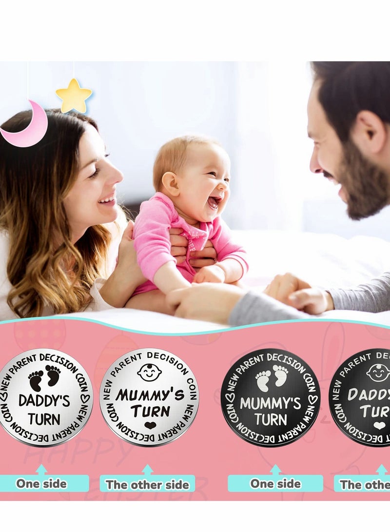 KASTWAVE عملة القرار، 2 قطعة، عملة قرار جديدة ممتعة للآباء الجدد، عملة اتخاذ القرار مزدوجة الوجه، هدايا للوالدين بمناسبة ولادة الطفل، هدايا للحمل - Image 3