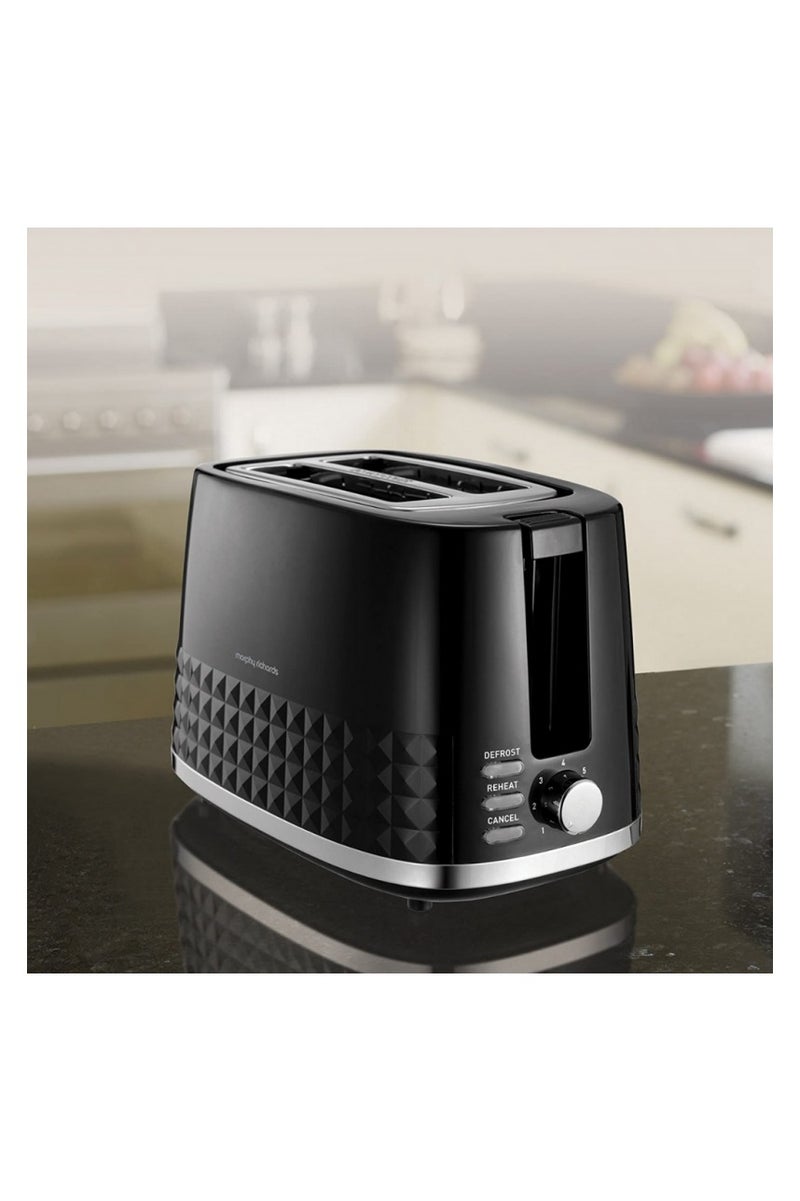 مورفي ريتشاردز محمصة ذات شريحتين من دايمنشنز - 850 واط، 7 إعدادات للتحمير، وظائف إزالة التجميد/إعادة التسخين/إلغاء، ذراع رفع عالية، فتحات عميقة متغيرة، صينية فتات قابلة للإزالة - بلاستيك مزخرف مع تريم من الفولاذ المقاوم للصدأ - Image 3