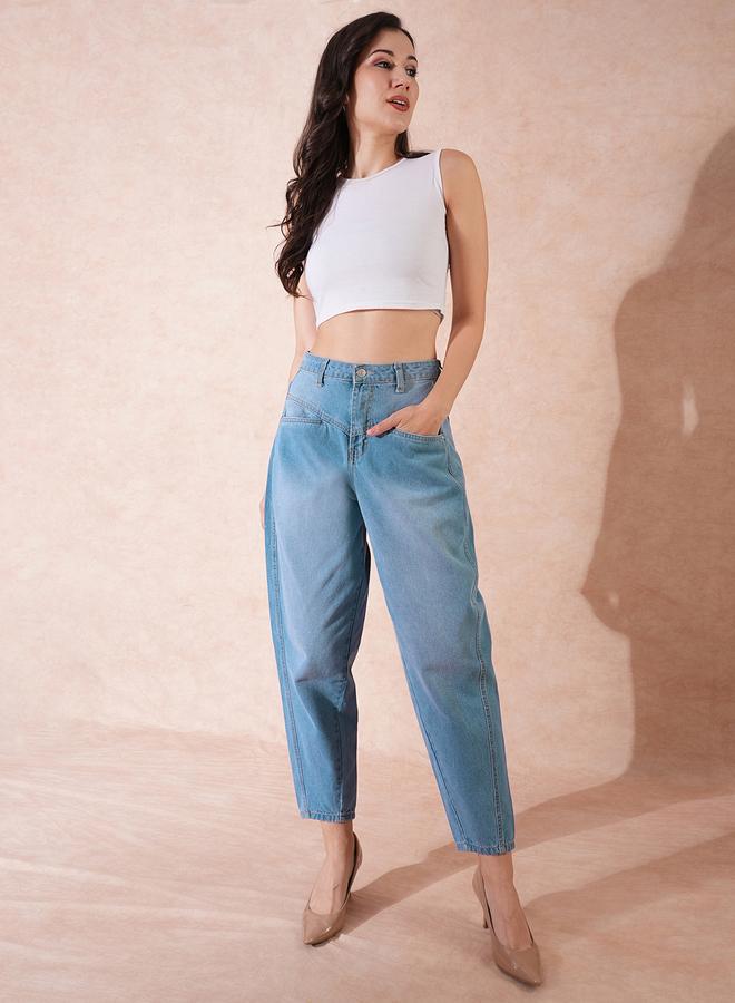 globus High-Rise Clean Look Barrel Fit Ankle Length Jeans - Image 1