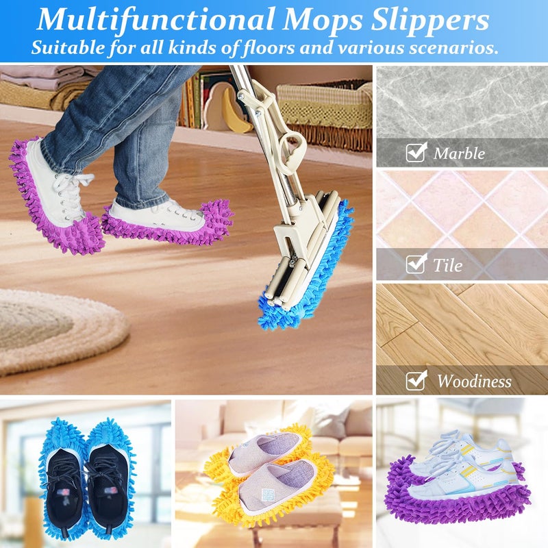 Hdongany 2 Pairs (4 Pieces) Mop Slippers  Multi-Function Reusable Microfiber Dust Mops  Floor Cleaning Shoes For Bathroom  Office  Kitchen  House Polishing - Image 4