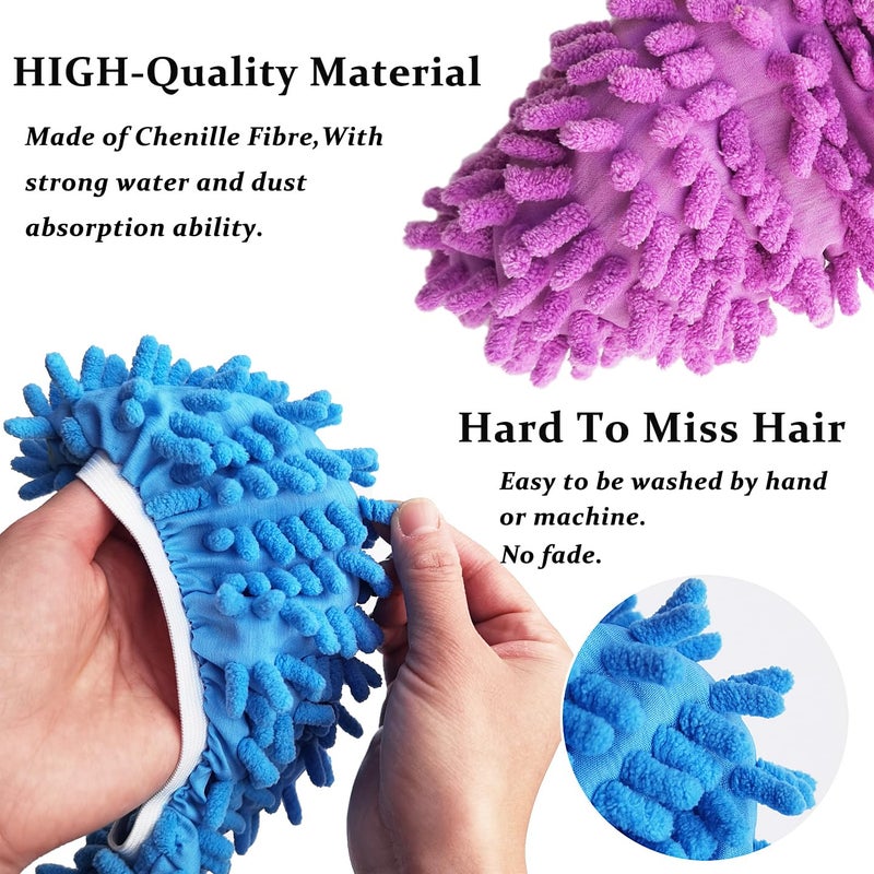 Hdongany 2 Pairs (4 Pieces) Mop Slippers  Multi-Function Reusable Microfiber Dust Mops  Floor Cleaning Shoes For Bathroom  Office  Kitchen  House Polishing - Image 3