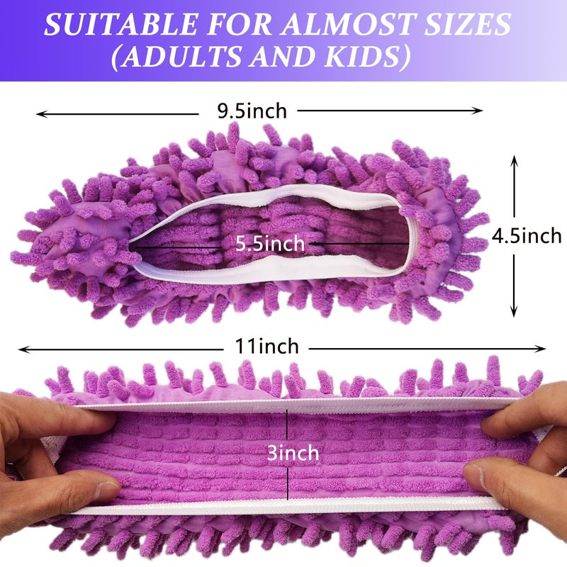 Hdongany 2 Pairs (4 Pieces) Mop Slippers  Multi-Function Reusable Microfiber Dust Mops  Floor Cleaning Shoes For Bathroom  Office  Kitchen  House Polishing - Image 2