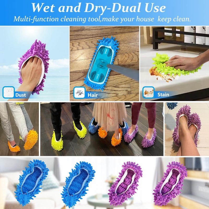 Hdongany 2 Pairs (4 Pieces) Mop Slippers  Multi-Function Reusable Microfiber Dust Mops  Floor Cleaning Shoes For Bathroom  Office  Kitchen  House Polishing - Image 5