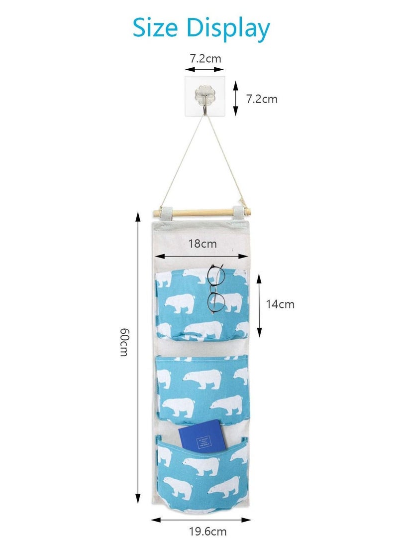 KASTWAVE Wall Hanging Storage Bag, Waterproof Over The Door Organizer Linen Fabric Hanging Wall Organizer, Closet Organizer for Bedroom & Bathroom (3 Pack)  - Image 5