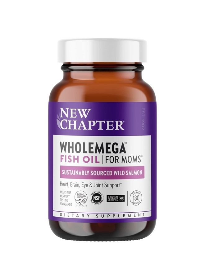 New Chapter Prenatal DHA - Wholemega for Moms Fish Oil Supplement with Omega-3 + Vitamin D3 for Prenatal & Postnatal Support - 180 ct Softgels 500 mg - Image 1
