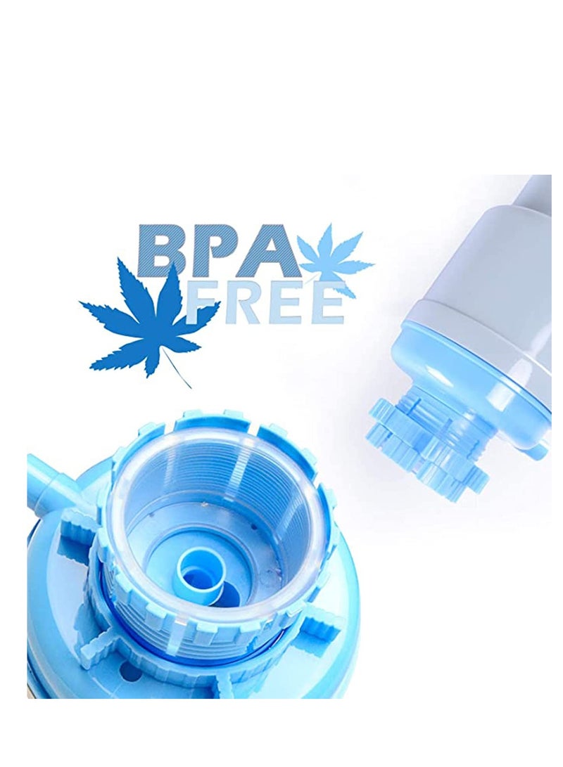SYOSI Hand Press Bottle Drinking Water Pump, Easy to Use Blue Gray Thickened Manual Hand Pressure Drinking Fountain Pressure Press Pump with an Extra Short Tube for Home Use with Cap  - Image 2