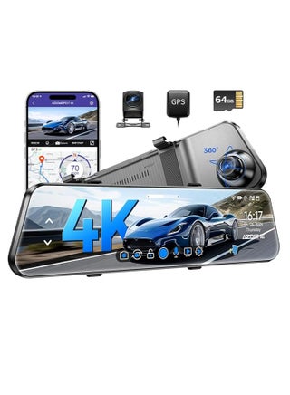 Dash Cam Dashboard Mirror 12 Inch PG17 4K WiFi Rear View Camera with 1080P Rear Camera Waterproof 64GB Card GPS Night Vision WDR Voice Control Driving Assistant - pzsku/Z0C4BCBF73561010F9C30Z/45/_/1728405318/41326e54-3d2b-41e4-9203-8b97bd83a43d