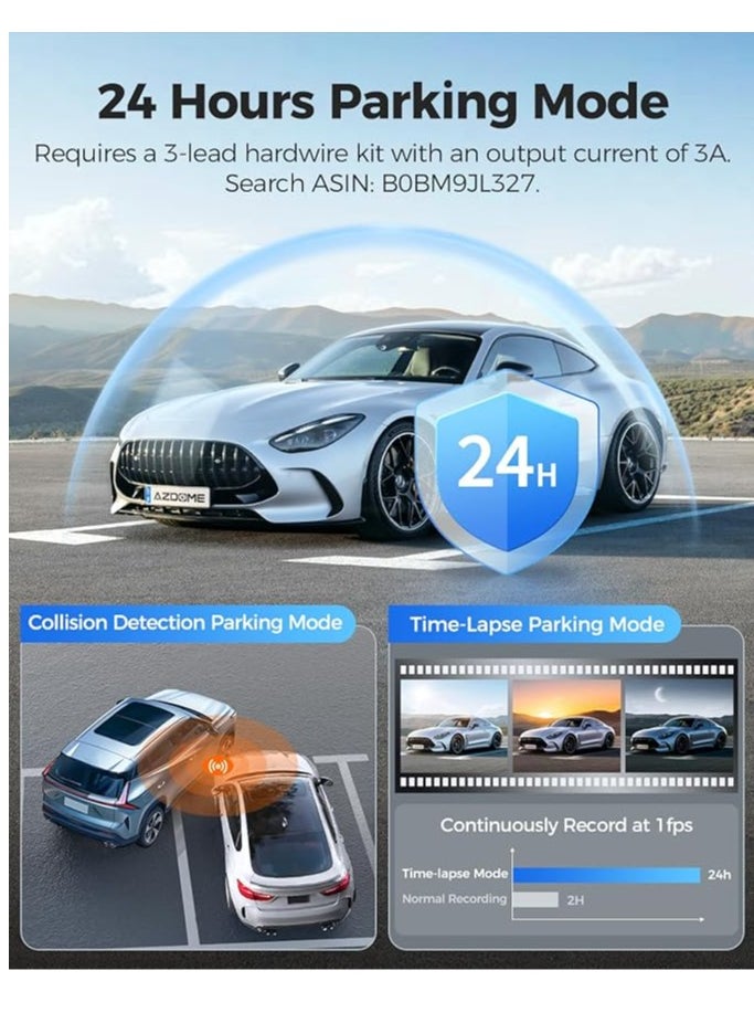 AZDOME - Dash Cam Dashboard Mirror 12 Inch PG17 4K WiFi Rear View Camera with 1080P Rear Camera Waterproof 64GB Card GPS Night Vision WDR Voice Control Driving Assistant - Image 1