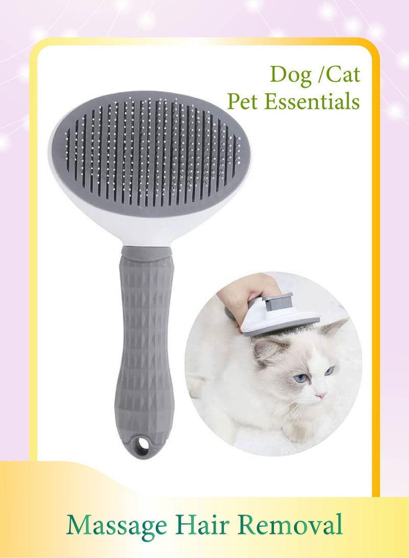 2-in-1 Adjustable Pet Grooming Brush for Cats & Dogs - Retractable Design with Non-Slip Handle | Gentle Massage & Efficient Deshedding Tool - Image 1