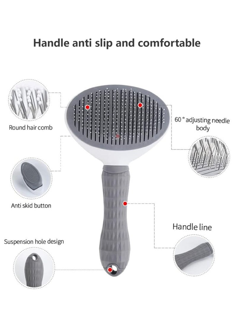 2-in-1 Adjustable Pet Grooming Brush for Cats & Dogs - Retractable Design with Non-Slip Handle | Gentle Massage & Efficient Deshedding Tool - Image 2