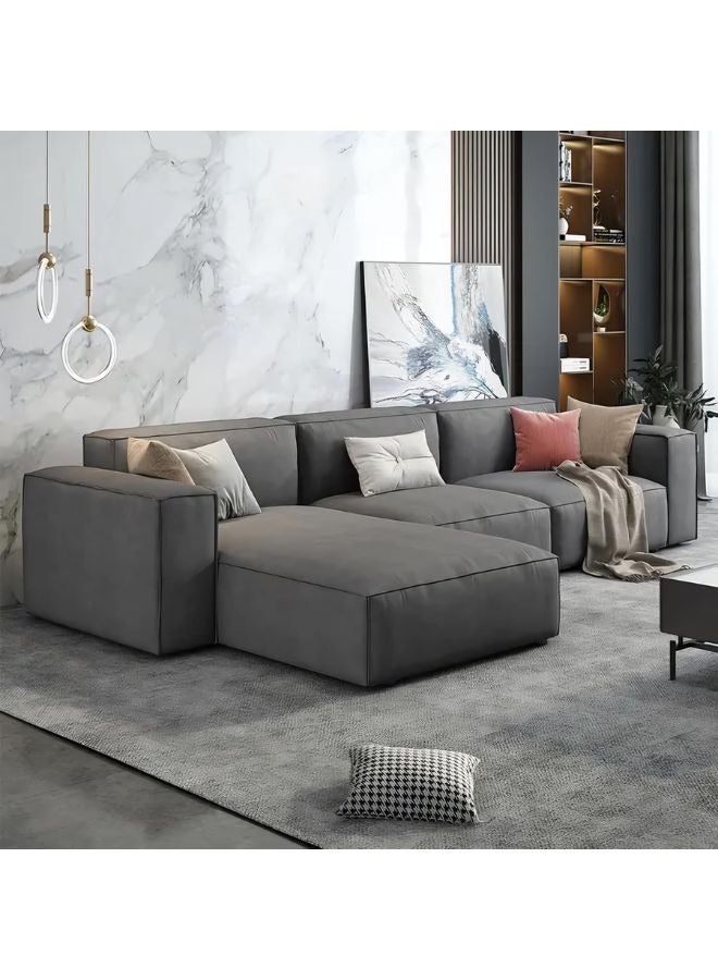 Karnak Nida Corner L Shape Luxury Sofa Set Modern Design Furniture Sectional Velvet Couch Comfortable Living Room Sofa Color (Grey) - Image 1