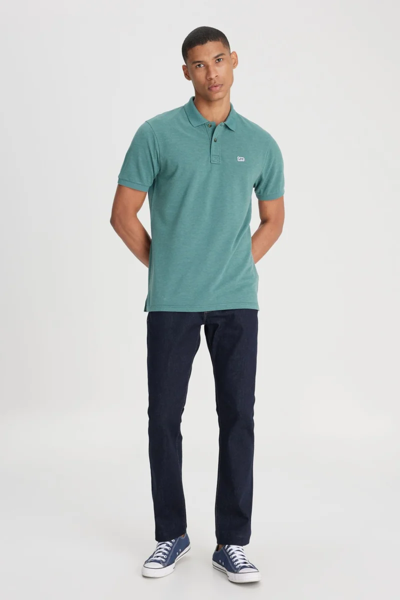لي Regular Fit Regular Cut Polo Neck Indigo T-Shirt
