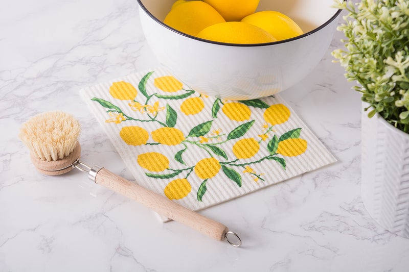 DII Swedish Dishcloths for Kitchen & Cleaning, Reusable, Machine Washable & Dishwasher Safe, Biodegradable, 7.75 x 6.75, Lemons, 3 Piece - Image 5