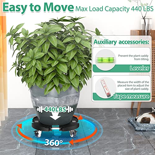 VANCASTLE Plant Caddy with Lockable Wheels Heavy Duty 450lbs Capacity, 15-22 Inch Adjustable Plant Stand with Wheels Rolling base, Plant Dolly for Flower Pot Mover Indoor Outdoor, Black, 1 Pack - Image 4