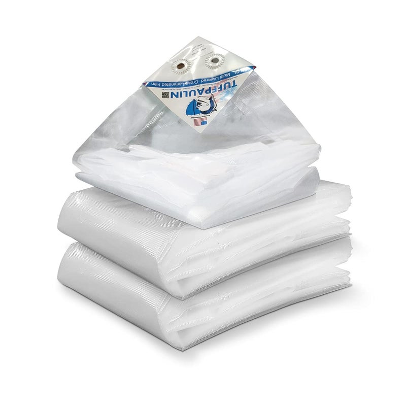 TUFFPAULIN TUFFPAULIN 6FT X 17FT 120 GSM Transparent Heavy Duty Tarpaulin Tirpal Tadpatri Tharpai Thadika Extra Strong Eyelets UV Resistant 100 Waterproof Virgin 6 Layer MLCL 3D Rib Technology1 No  - Image 1