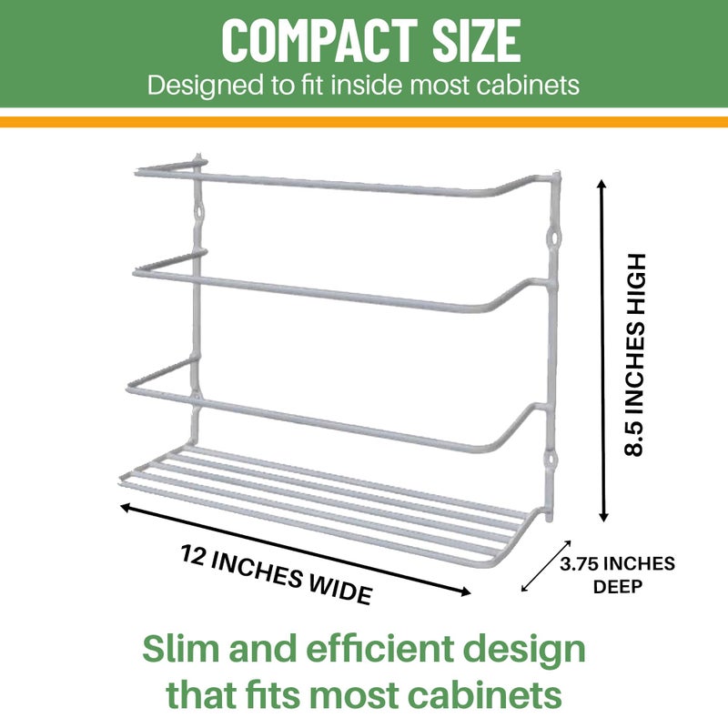 Evelots Kitchen Wrap Organizer - 2 Pack - Hold up to 4 Plastic, Foil, Paper, Wax - Cabinet Door, Wall Rack Basket - Sandwich, Freezer, Food Bag Storage - Laundry Supplies - Plastic Coated Metal - Image 5