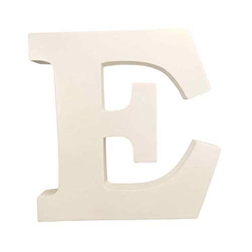 SMARTCAREWOOD Wooden E Letter- English Upper Case Alphabets Cutouts for Art and Craft Work (E_White_15x2.5 Cm) - Image 1