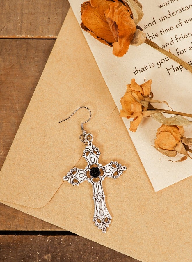 Sacina Goth Gothic Cross Earrings, Zinc Alloy Cross Pendant, Halloween Christmas New Year Jewelry Gift for Women - Image 5