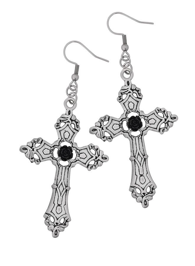 Sacina Goth Gothic Cross Earrings, Zinc Alloy Cross Pendant, Halloween Christmas New Year Jewelry Gift for Women - Image 1